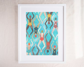 Swimmers in the Water Giclee Print