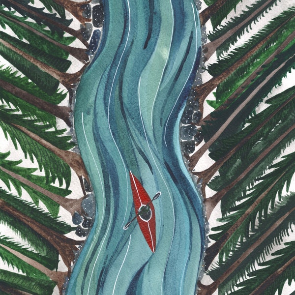 Mini A6 Giclee Print Kayak Surf Dive Ski Swim Explore Art / Affordable Art
