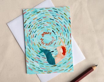 You're Mermazing Greetings Card // Mermaid Birthday // Ocean Swimming