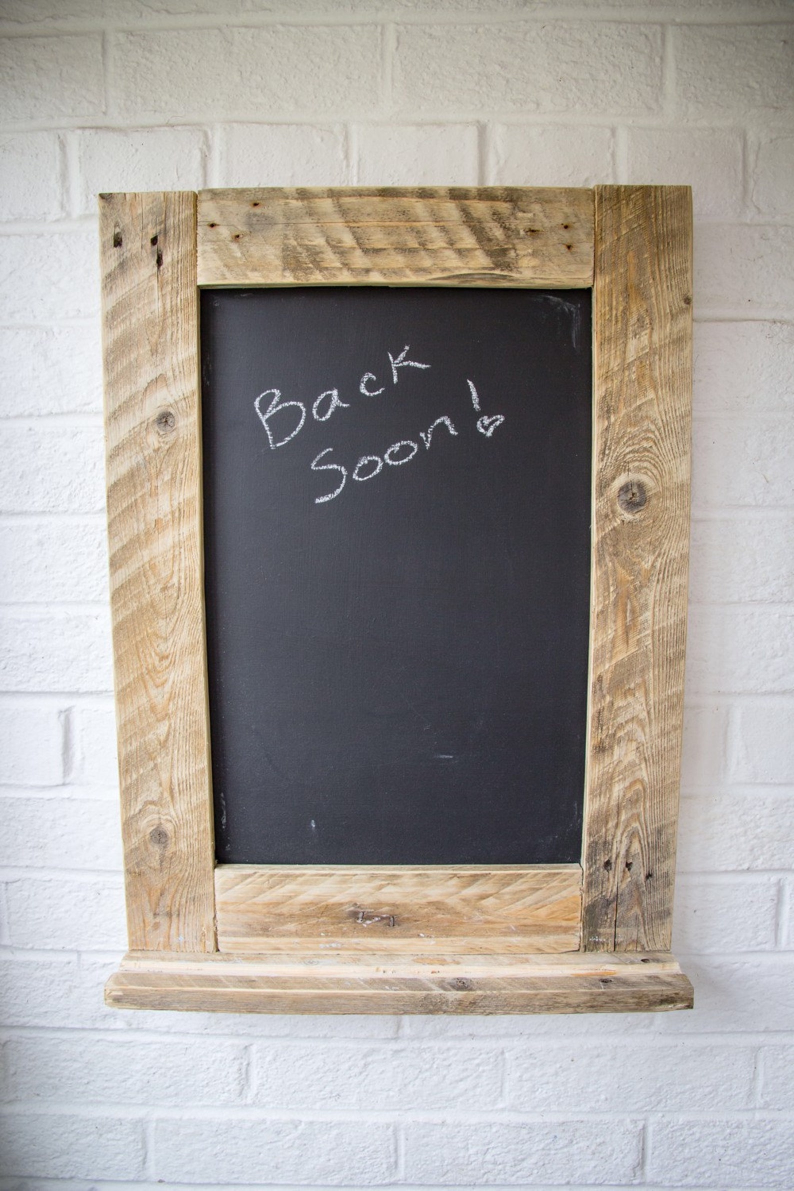 Chalkboard made from reclaimed pallet wood with chalk shelf. Etsy
