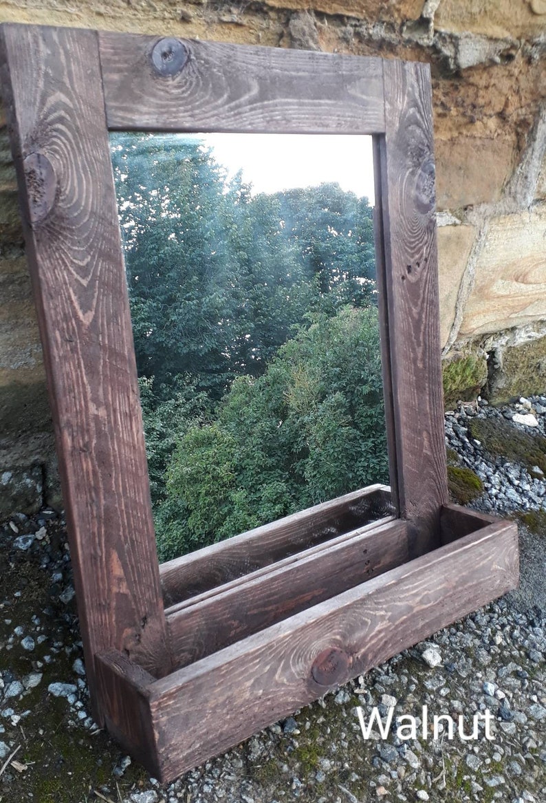 Rustic Bathroom Mirror Made From Reclaimed Pallet Wood Etsy UK