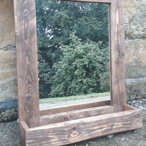 Rustic Bathroom Mirror Made From Reclaimed Pallet Wood Etsy