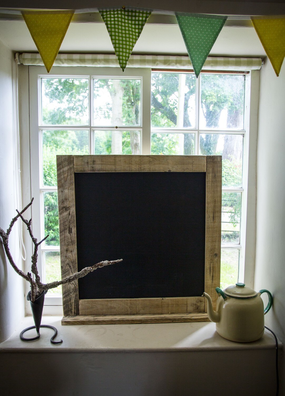 Chalkboard Made From Reclaimed Pallet Wood With Chalk Shelf.