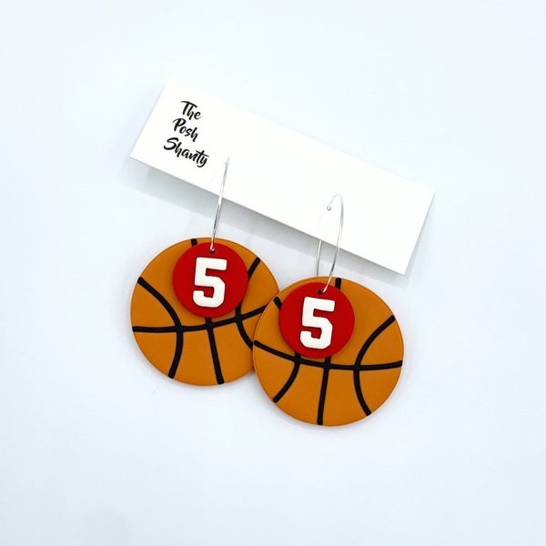 Personalized Basketball Clay Earrings, Basketball Earrings, Basketball Mom Earrings, School Earrings, Basketball Jewelry, Custom Earrings