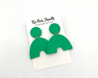 Clay Arch Earrings, Green Earrings, Green Statement Earrings, Green Jewelry, Green Clay Earrings, Gift for Mom from Daughter
