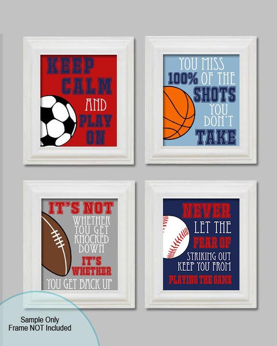 11x14 Sports Boys Bedroom Decor Sports Soccer Football Baseball Basketball Boys Athletic Nursery