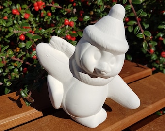 Paint Your Own Penguin Kit, Ceramic Christmas Penguin & Bobblehat Bisque Pottery Bird Animal Figure, DIY Ceramic Craft Kit With Paints