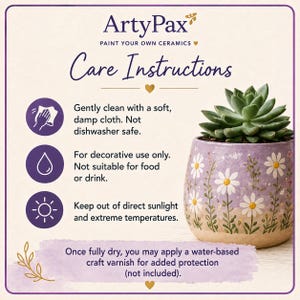 Care instructions ArtyPax information card
