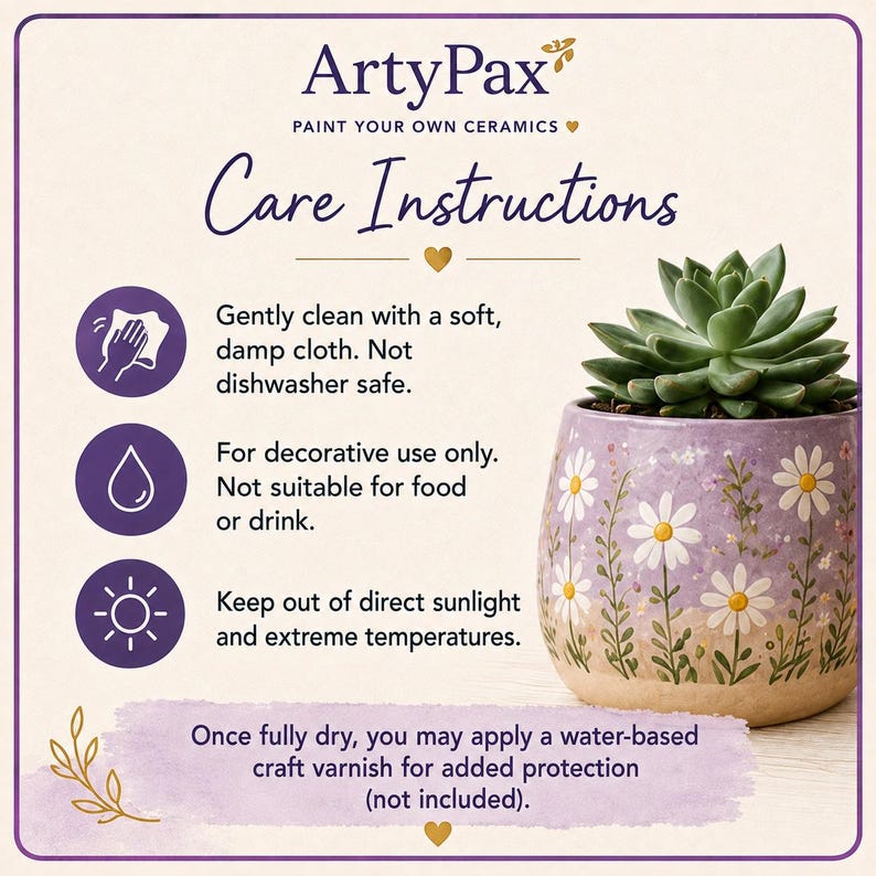 Care instructions ArtyPax information card