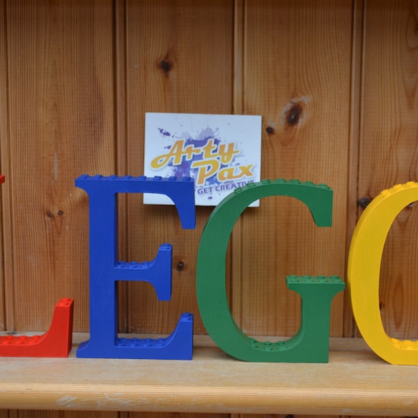 Personalised Wooden Lego Letters Any Name/Word Room Decoration Wall Sign Boys Girls Eco Friendly