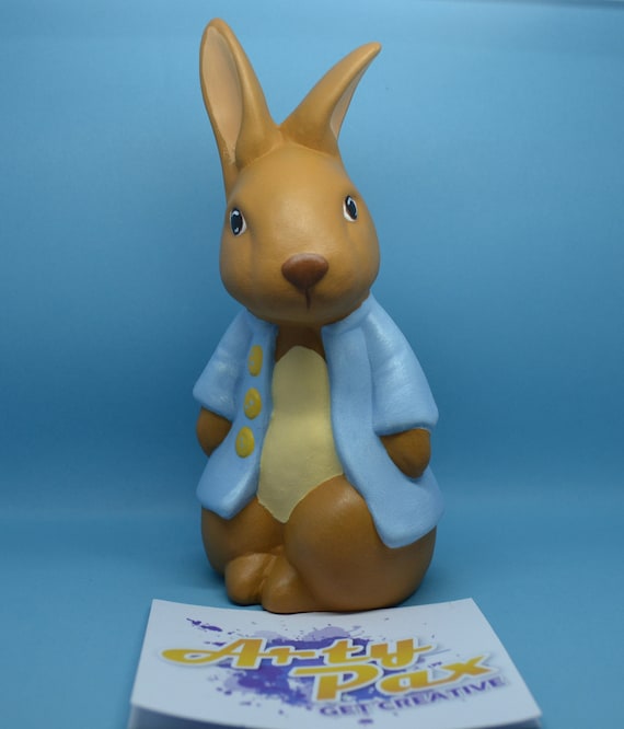 Rabbit Figurine Ceramic Blue Approx 8cm High