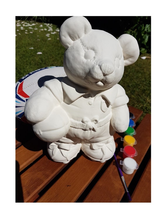 Paint Your Own Teddy Bear Kit, Ceramic Rugby Sport Bear Bisque Figure, Eco  Friendly Craft, DIY Ceramic Craft Kit With Paints, Crafter Gift 