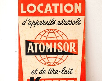SALE - Midcentury French Cardboard Advertising Sign - Dairy and Farming Equipment Rental