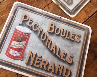 1930s French Advertising Cardboard - Boules Pectorales - Candies -  Country Chic Decor