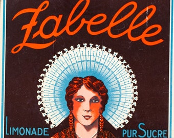 Vintage French Limonade Advertising - Zabelle - Cardboard French Bistro Advertising
