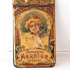 Rare: 1906 French Tin Embossed Small Notepad Holder - Champagne Mercier Epernay