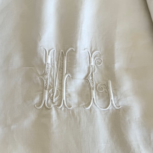 ML Monogram - 122 X 90  - Vintage Embroidered French Bed Linen - Thin and Soft Flat Sheet - Queen Size  & King Size - Embroidered Bedding