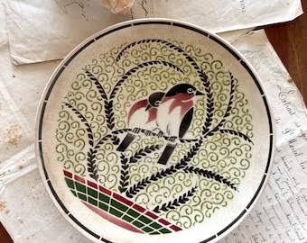 Early 1900s French Decorative Plate with Birds - Cottagecore Kitchen