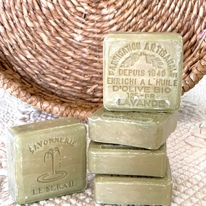 Bar 125 gr, Lavender and Organic Olive Oil Soap - Handcrafted in Marseille, France - Le Serail - Set of 2