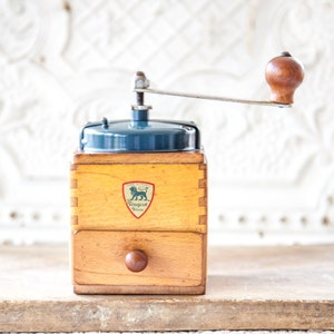 1950&#39;s Peugeot French Coffee Mill, Modele EX with Blue Top