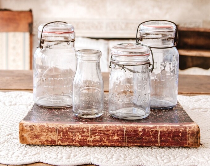 3 Vintage Assorted Mason Jars Antique Flower Vases Country Etsy