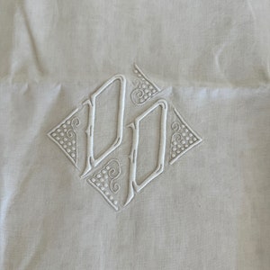 DD Monogram - 124 X 89  - Vintage Embroidered French Bed Linen - Flat Sheet - King Size & Queen Size -Embroidered Bedding Wedding Gift