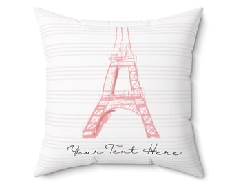 Personalized Cushion, Custom French Pillow, Faux Suede Pillow, Family Trip Pillow, Paris Inspired Pillow, Valentines Pillow, Insert Included