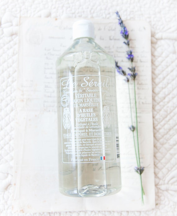 Authentic Liquid Savon de Marseille - 1 Liter - Vegetal Oil and Lavender Essential Oil - Body and Hand Liquid Soap