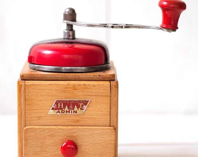 Mid Century German Coffee Mill Armin With Red Bakelite Top Etsy