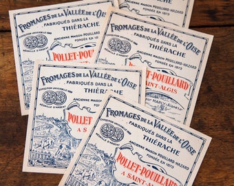 Vintage French Cheese Label - Set of 5 - Unused - Shabby Craft Projects or Food Gift Decor