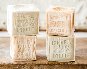 Cube 300 gr, Authentic Savon de Marseille Handcrafted in Marseille, 72% Extra Pure Coconut and Copra Oil Natural Soap - Sold Individually