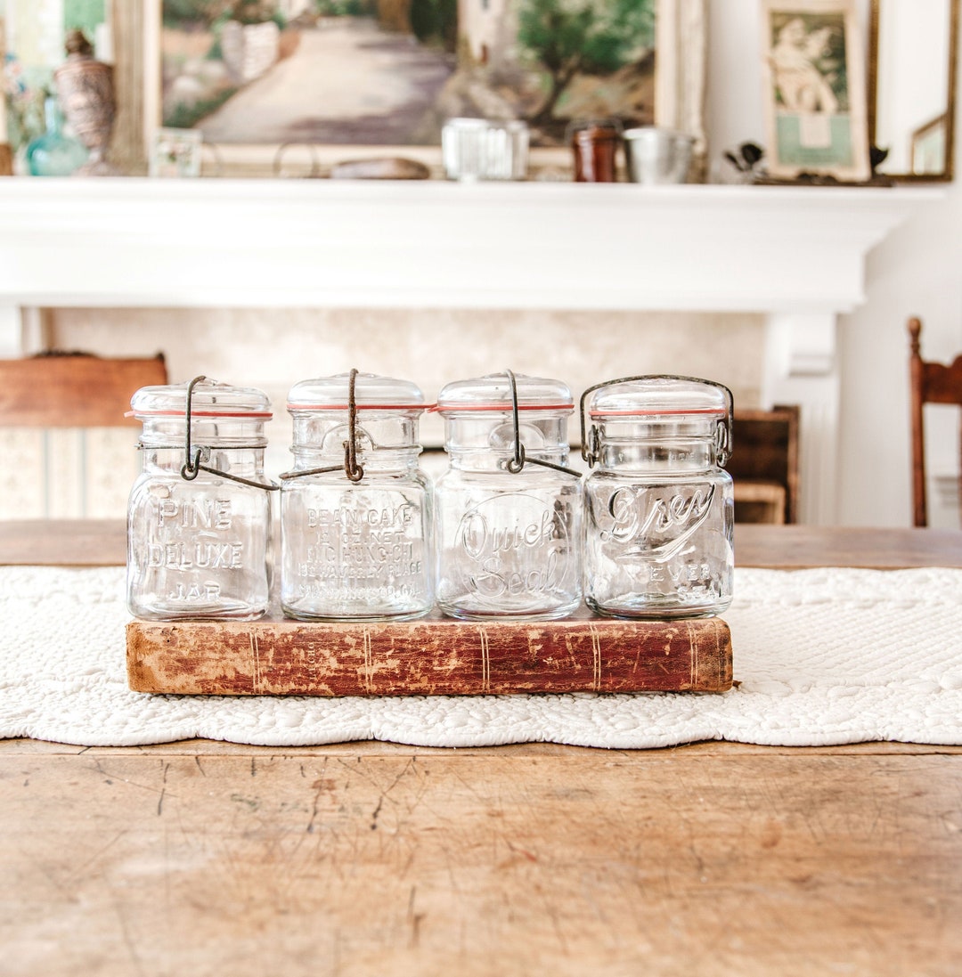 4 Vintage Assorted Mason Jars 1 Pint Size Antique Flower Vases Country Wedding Decor Etsy