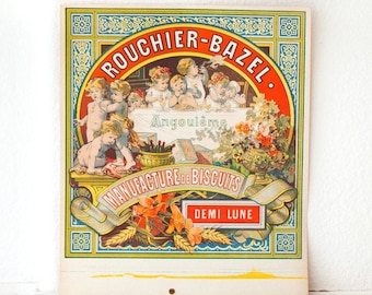 Rare: Early 1900s French Retail Poster or Product Wrapping - Rouchier Bazel - New Old Stock