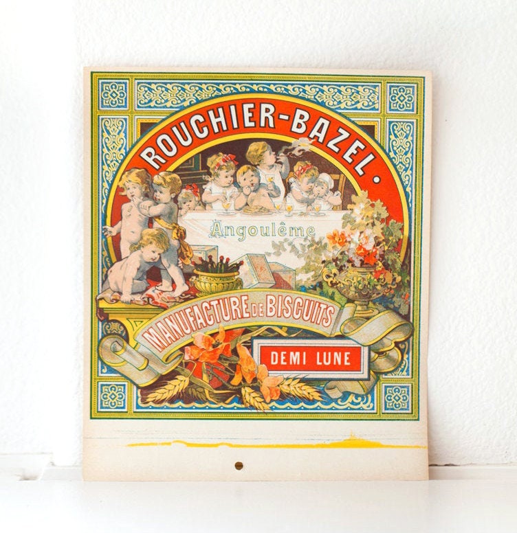 Rare: Early 1900s French Retail Poster or Product Wrapping - Rouchier Bazel - New Old Stock