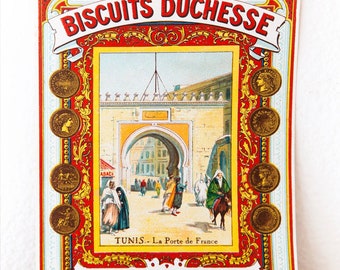 Rare: Early 1900s French Retail Poster or Product Wrapping - Rouchier Bazel - Biscuits Duchesse - New Old Stock