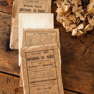 Antike Karte von Paris - 1910er Jahre - Automobil- und Radwege - Schön zum Einrahmen - Einzeln Verkauft - Country und Shabby Chic Dekor