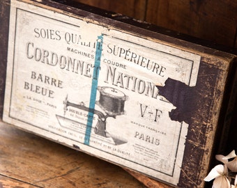 Early 1900s French Wooden Retail Display Box - Silk Sewing Thread - Cordonnet National Paris