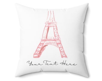 Personalized Cushion, Custom French Pillow, Faux Suede Pillow, Family Trip Pillow, Paris Inspired Pillow, Valentines Pillow, Insert Included