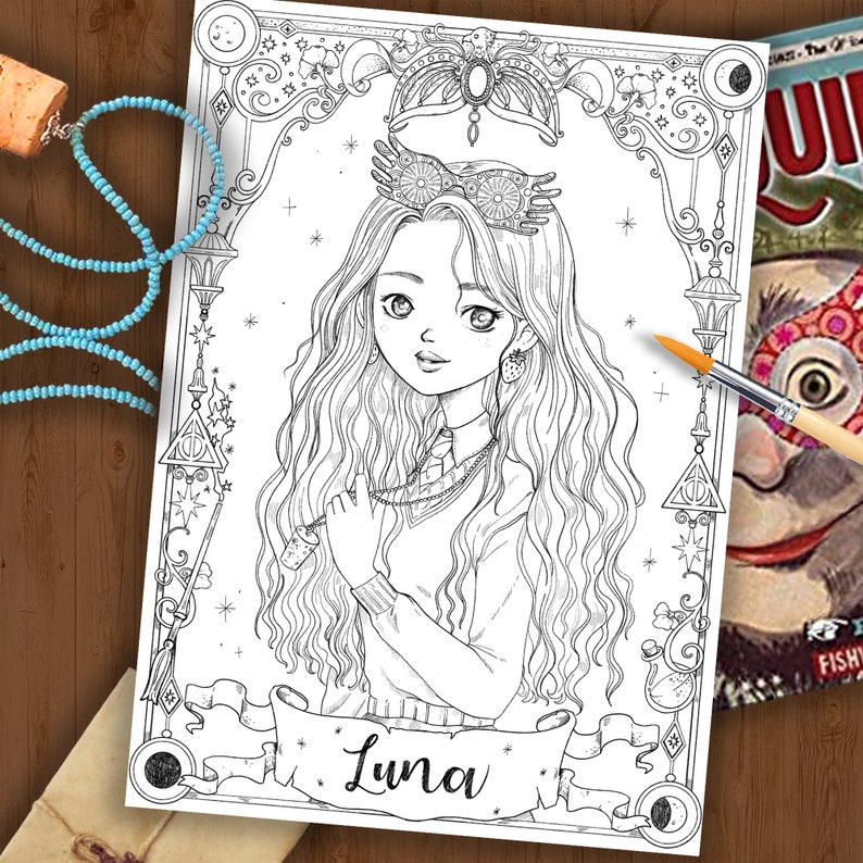 Coloring Page Printable Luna Lovegood inspired  Etsy