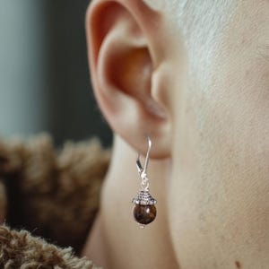 Tiger’s Eye Earrings for Men – Sterling Silver Dangle – Single or Pair – Handmade