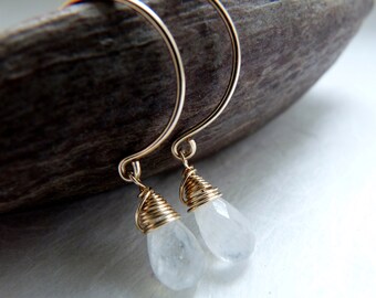 Moonstone earrings, 14K Goldfilled earrings, Gold Gemstone earrings, Moonstone jewelry handmade