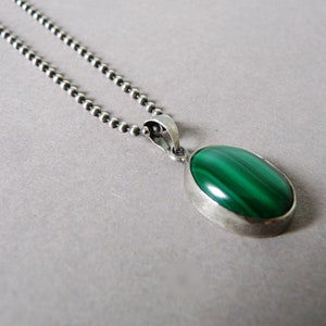 Mens necklace, Silver necklace for man, Pendant necklace man, Malachite pendant necklace, chain necklace for him, mens gift