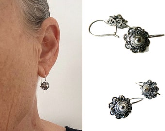 Dutch knot earrings, 925 Silver hook earrings, dangling earrings for women, Dutch button, traditional jewelry from the Netherlands