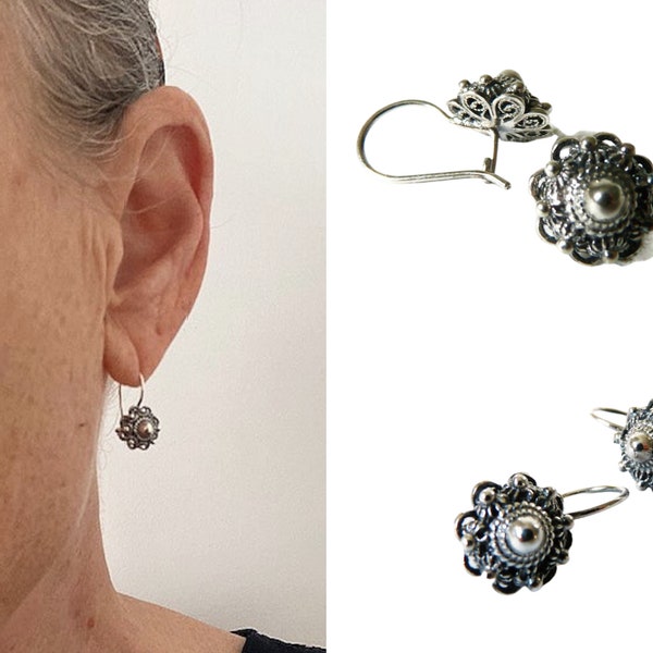 Orecchini con nodo olandese, orecchini a gancio in argento 925, orecchini pendenti da donna, bottone olandese, gioielli tradizionali dei Paesi Bassi