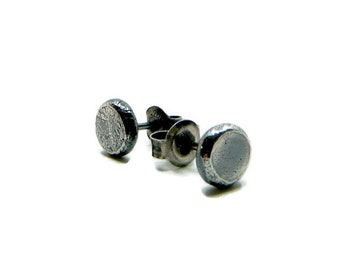 Mens earrings, stud earrings for man, jewelry for him, small stud mens earrings, raw silver earrings