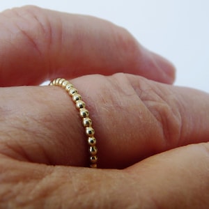 14k Gold beadwire ring, minimalist stacking ring in gold, friendship ring for girlfriend