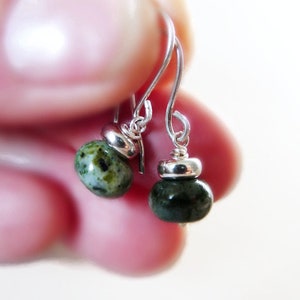 Man earrings with beads, dangle earrings men, men&#39;s gift, silver hoop mens earrings, Chrysocolla earrings for men, earrings for guys