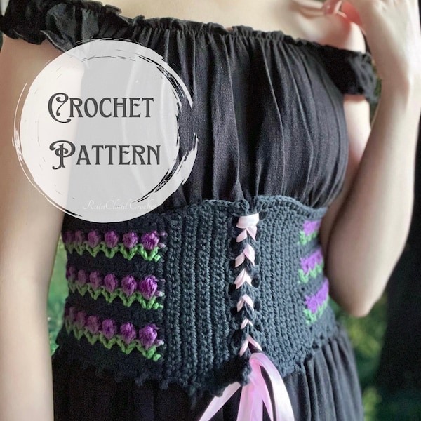 Tulip Corset Belt crochet pattern, crochet corset pattern, crochet pattern