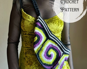 Spiral Crossbody Bag crochet pattern, crochet pattern, Crochet bag pattern, Granny Square Bag, Bum Bag