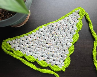 Crochet Bandana, Crochet Hair Scarf, Cotton Bandana